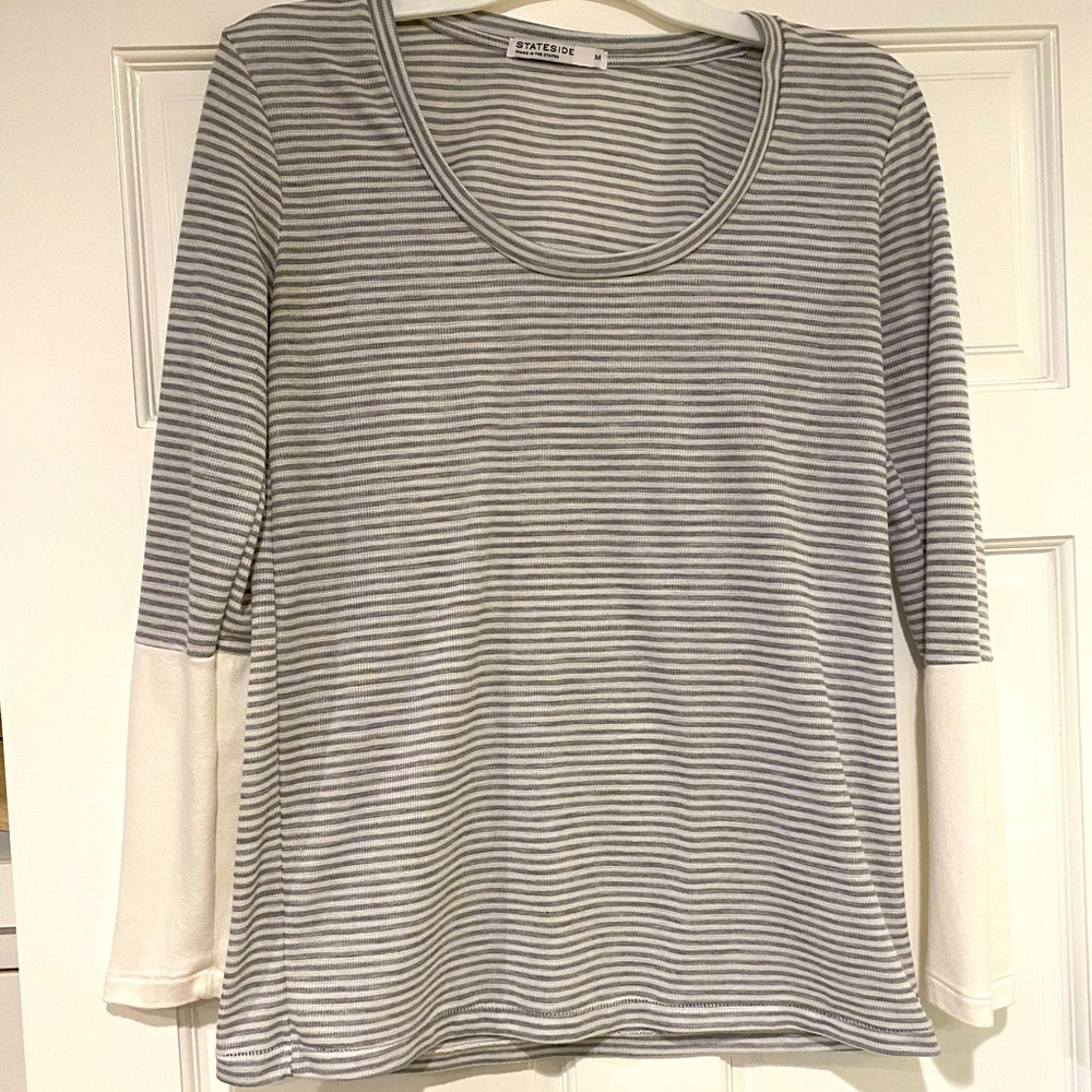 Grey/White Stripped Top